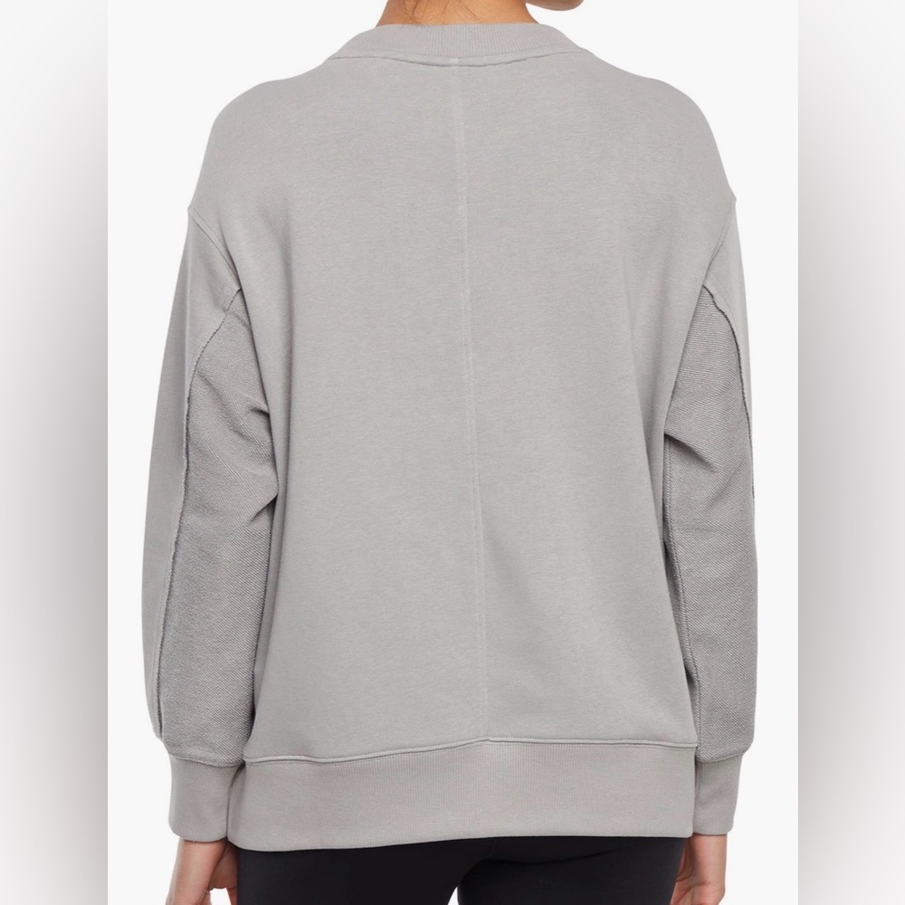 Balance Collection Grey Mixed Media Waffle Panel Crewneck Sweatshirt NWT Size L - Picture 5 of 8